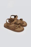 Σανδάλια flatforms nubuck δερμάτινα με μπαρέτα Estil