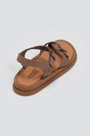 Σανδάλια flatforms nubuck δερμάτινα με μπαρέτα Estil