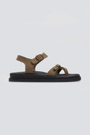 Σανδάλια flatforms nubuck δερμάτινα με μπαρέτα Estil