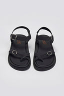 Σανδάλια flatforms nubuck δερμάτινα με μπαρέτα Estil