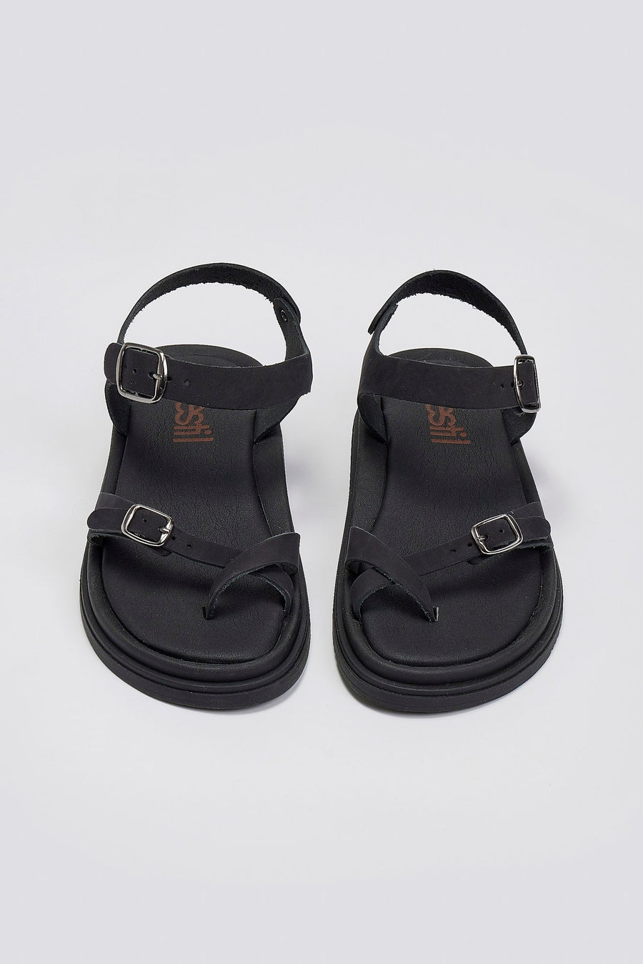 Σανδάλια flatforms nubuck δερμάτινα με μπαρέτα Estil