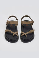 Σανδάλια flatforms nubuck δερμάτινα με μπαρέτα Estil - Λαδί - thefashionproject.gr - Estil - 24026096002