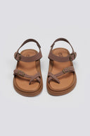 Σανδάλια flatforms nubuck δερμάτινα με μπαρέτα Estil - Τάουπε - thefashionproject.gr - Estil - 24026035002