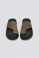 Σανδάλια flatforms nubuck με δάκτυλο Tfp - Χακί - thefashionproject.gr - TFP - 24020022003