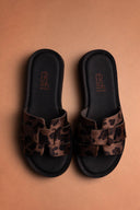Σανδάλια flatforms ponyskin Estil - Καφέ