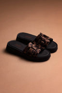Σανδάλια flatforms ponyskin Estil - Καφέ
