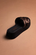 Σανδάλια flatforms ponyskin Estil - Καφέ