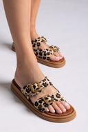Σανδάλια flatforms ponyskin με print  Estil