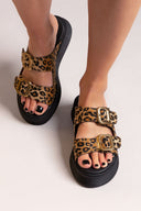 Σανδάλια flatforms ponyskin με τοκάδες Ragazza 01236