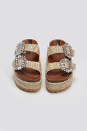 Σανδάλια flatforms ψάθινα με πέτρες Take Me