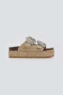 Σανδάλια flatforms ψάθινα με πέτρες Take Me