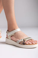 Σανδάλια flatforms σε συνδυασμό υλικών MARIAMARE