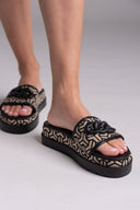 Σανδάλια flatforms υφασμάτινα με  print Mariella Fabiani 2521/91