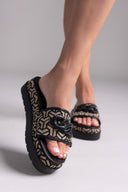 Σανδάλια flatforms υφασμάτινα με  print Mariella Fabiani 2521/91