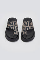 Σανδάλια flatforms υφασμάτινα με print Tfp