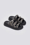 Σανδάλια flatforms υφασμάτινα με τρεις φάσες Tfp