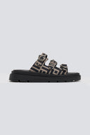 Σανδάλια flatforms υφασμάτινα με τρεις φάσες Tfp