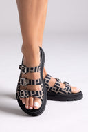 Σανδάλια flatforms υφασμάτινα με τρεις φάσες Tfp