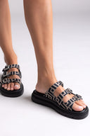 Σανδάλια flatforms υφασμάτινα με τρεις φάσες Tfp