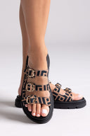 Σανδάλια flatforms υφασμάτινα με τρεις φάσες Tfp