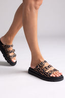 Σανδάλια flatforms υφασμάτινα με τρεις φάσες Tfp