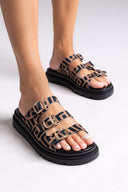 Σανδάλια flatforms υφασμάτινα με τρεις φάσες Tfp