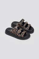 Σανδάλια flatforms υφασμάτινα με τρεις φάσες Tfp