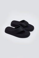 Σανδάλια flatforms υφασμάτινα - Μαύρο - thefashionproject.gr - Bellucci