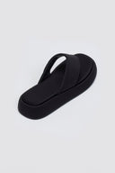 Σανδάλια flatforms υφασμάτινα - Μαύρο - thefashionproject.gr - Bellucci