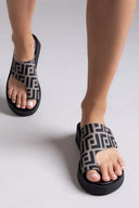 Σανδάλια flatforms υφασμάτινα με print Tfp - Τάουπε - thefashionproject.gr - TFP - 24042035003
