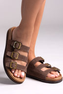 Σανδάλια καστόρινα flatforms με τοκάδες 
