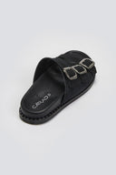 Σανδάλια καστόρινα flatforms με τοκάδες - Μαύρο - thefashionproject.gr - CARAD