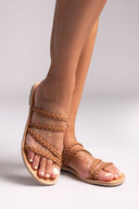 Σανδάλια καστόρινα με κοτσιδάκια Tfp - Μπεζ - thefashionproject.gr - TFP
