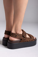 Σανδάλια καστόρινα με print ATENEO - Leopard - thefashionproject.gr - ATENEO