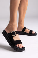 Σανδάλια καστόρινα με στρας τοκά Tfp - Μαύρο - thefashionproject.gr - TFP