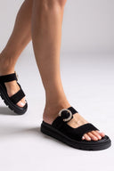 Σανδάλια καστόρινα με στρας τοκά Tfp - Μαύρο - thefashionproject.gr - TFP