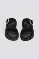 Σανδάλια καστόρινα με στρας τοκά Tfp - Μαύρο - thefashionproject.gr - TFP