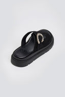 Σανδάλια καστόρινα με στρας τοκά Tfp - Μαύρο - thefashionproject.gr - TFP