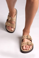 Σανδάλια καστόρινα με τοκάδες Take me - Μπεζ - thefashionproject.gr - Take me - 24235003002
