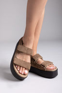 Σανδάλια καστόρινα με velcro ATENEO - Τάουπε - thefashionproject.gr - ATENEO