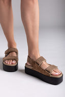 Σανδάλια καστόρινα με velcro ATENEO - Τάουπε - thefashionproject.gr - ATENEO