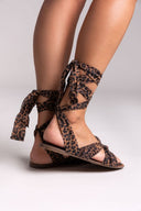 Σανδάλια lace up με κόμπο Corina - Leopard - thefashionproject.gr - CORINA