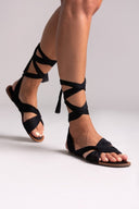 Σανδάλια lace up με κόμπο Corina - Μαύρο - thefashionproject.gr - CORINA