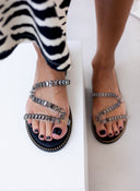 Σανδάλια με διαφάνεια και πέτρες Estil - Μαύρο - thefashionproject.gr - Estil