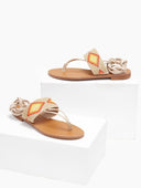 Σανδάλια με κορδόνια και χάντρες - Μπεζ - thefashionproject.gr - The Fashion Project