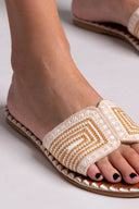 Σανδάλια με πλεκτό σχέδιο ERYNN - Μπεζ - thefashionproject.gr - ERYNN