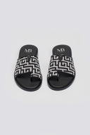 Σανδάλια με print μαίανδρο - Μαύρο - thefashionproject.gr - MIRA