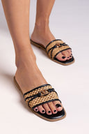 Σανδάλια με ψάθα ERYNN - Μπεζ/Μαύρο - thefashionproject.gr - ERYNN - 23477116002