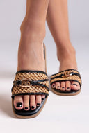 Σανδάλια με ψάθα ERYNN - Μπεζ/Μαύρο - thefashionproject.gr - ERYNN - 23477116002