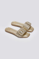 Σανδάλια με ψάθινη φάσα Xti 143861 - Χρυσό - thefashionproject.gr - Xti Footwear - 23652009002